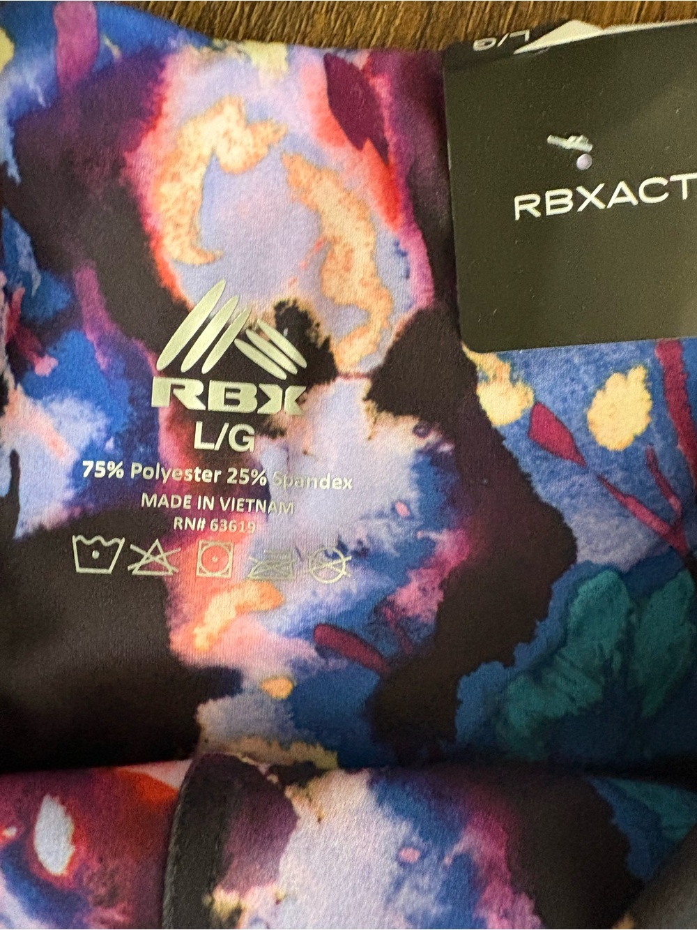 NWT RBX Bold Abstract Watercolor Leggings in Blue, Purple & Pink - Picture 4 of 6